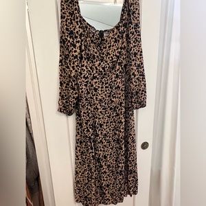 Reformation Sigmund Dress ES Extended Size 14 Blitz Leopard Print
